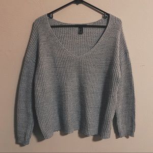 GREY KNIT V-NECK SWEATER | FOREVER 21